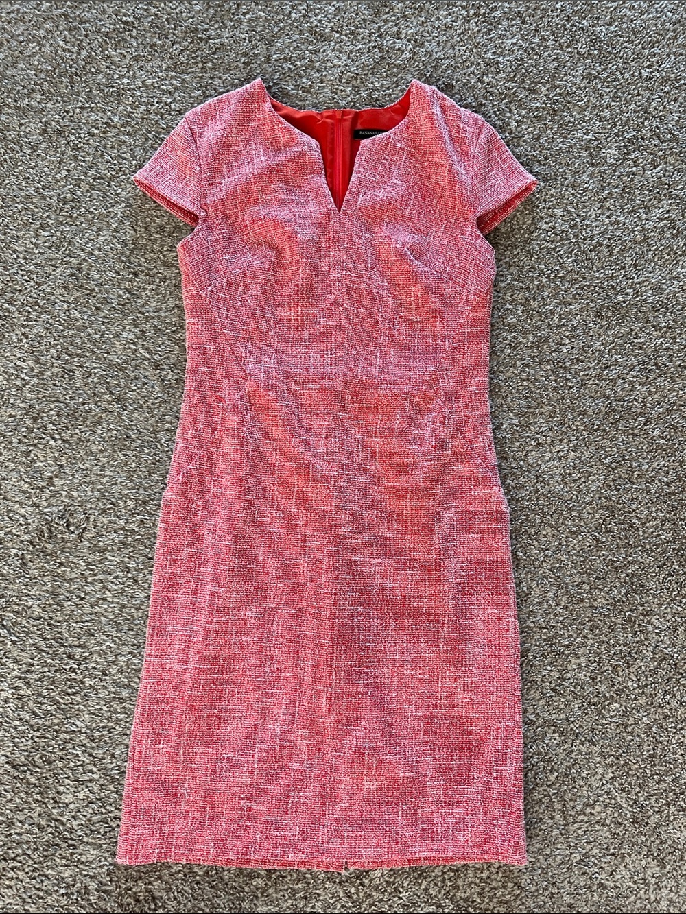 Banana Republic Reddish Orange Tweed Notch-Neck Sheath Dress